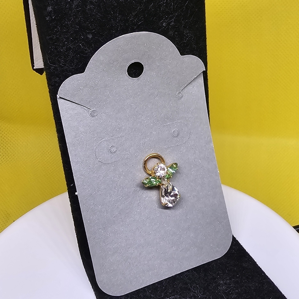 Peridot August Birthstone Halo Wings Lapel Pin • Gold Tone • Rhinestone Accent - Picture 3 of 4